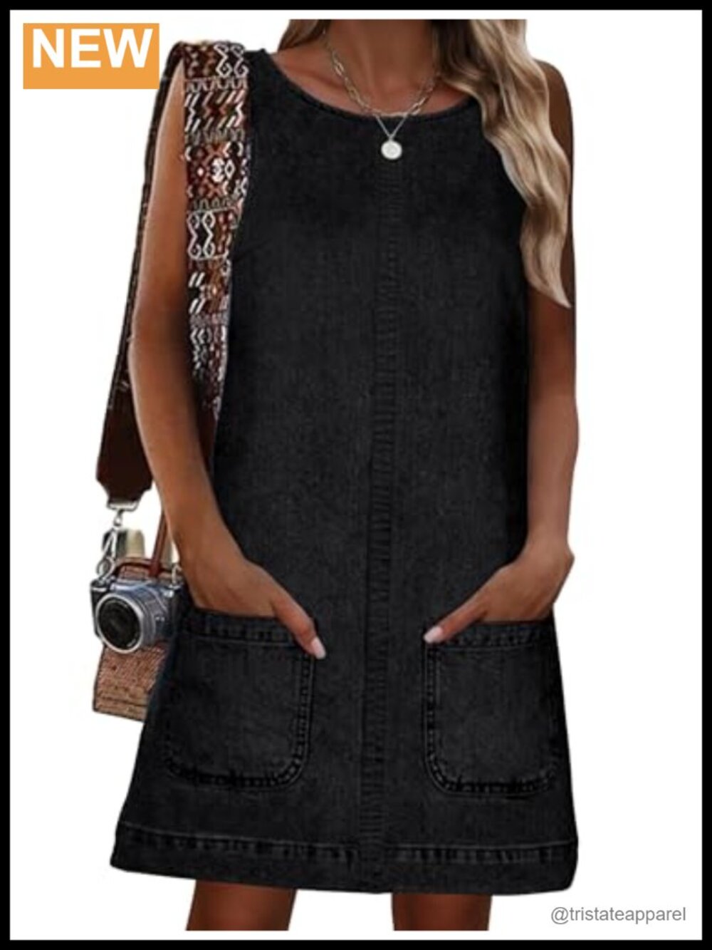 Womens Sleeveless Denim Dress Loose Fit Jean Romper Overall with Pockets